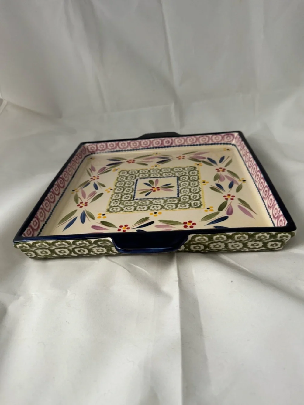 Temptations Old World Ceramic Serving Tray Floral Leaf Pattern